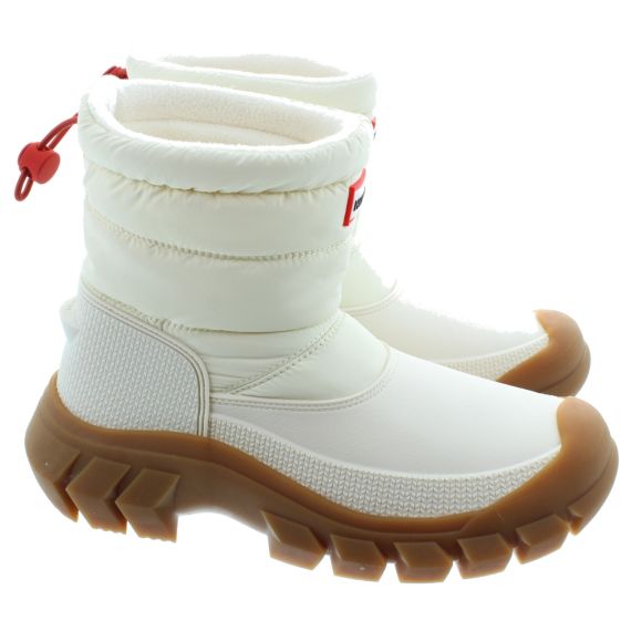 HUNTER Ladies Intrepid Short Snow Boots In White 