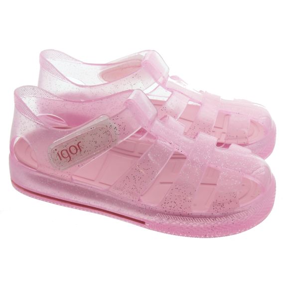 IGOR Kids Star Brillo Sandals In Pink Glitter