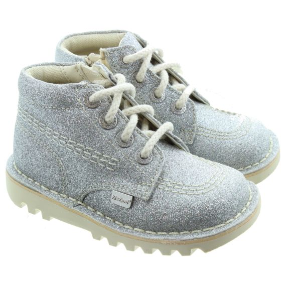 KICKERS Kids Kickhi Cosmic Boots In Silver 