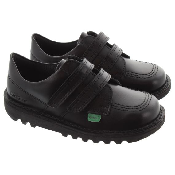 KICKERS Kids Kick Lo Velcro Shoes in Black