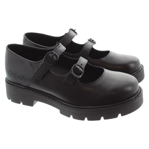 KICKERS Ladies Kori Mary Jane Double Strap Shoes In Black 