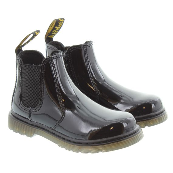 DR MARTENS KIDS 2976 BANZAI CHELSEA BOOTS IN BLACK PATENT