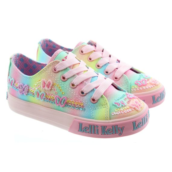 LELLI KELLY Kids LK3472 Myla Lace Trainers In Rainbow Multi