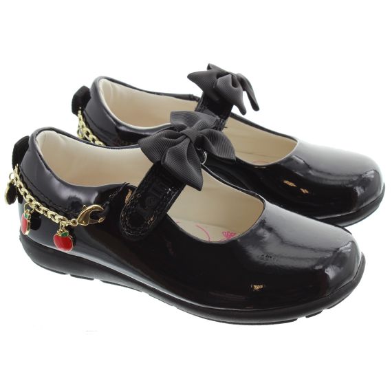 LELLI KELLY Kids LK8719 F Width Apple Bracelet Bar Shoes In Black Patent 