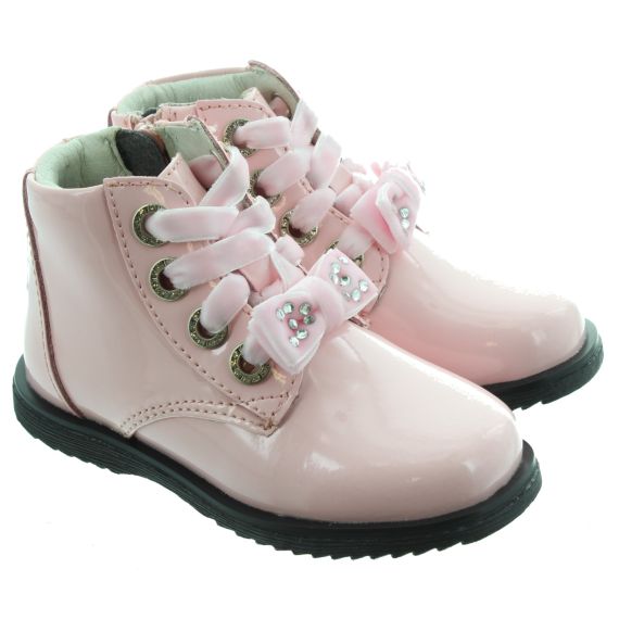 LELLI KELLY Kids LK3309 Camille Bow Boots In Pink Patent 