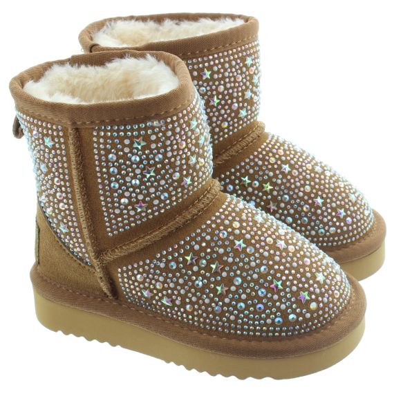 LELLI KELLY Kids LK3770 Olivia Diamante Boots In Chesnut