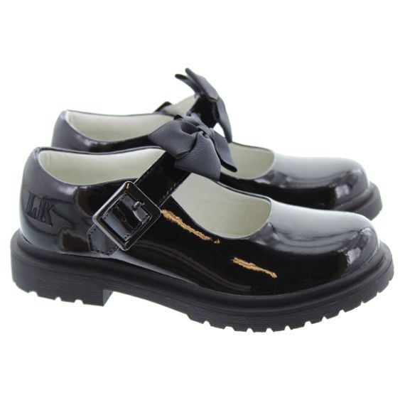 LELLI KELLY Girls LK8660 Jessie Buckle Bow Shoes In Black Patent 