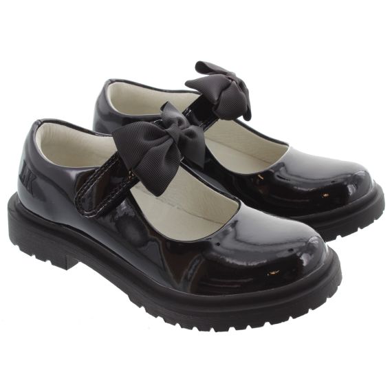 LELLI KELLY Kids LK8661 Maisie Velcro Bar Shoes In Black Patent 