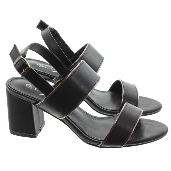 LUNAR Ladies Aldora Block Heeled Sandals In Black 
