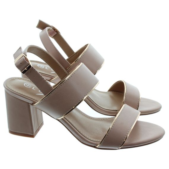 LUNAR Ladies Aldora Block Heeled Sandals In Nude