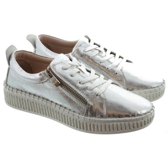 LUNAR Ladies Aria Zip Trainers In Silver 