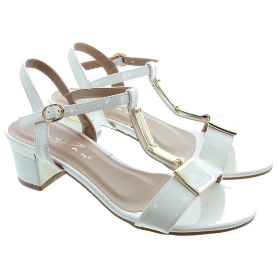 LUNAR Ladies Blaze Patent Sandals In White