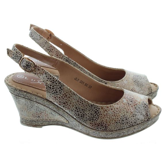 LUNAR Ladies Doretta Wedge Sandals In Beige 