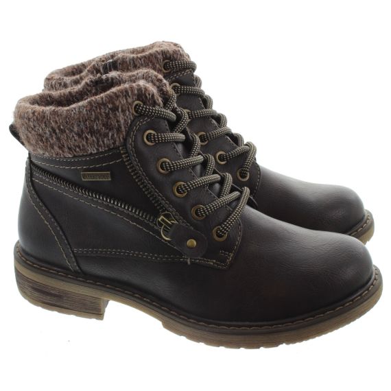 LUNAR Ladies GLB090 Benson Waterproof Boots In Brown 