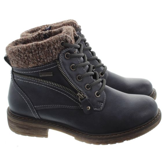 LUNAR Ladies GLB090 Benson Waterproof Boots In Navy 