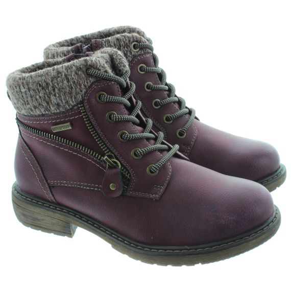 LUNAR GLB090 Benson Waterproof Boots In Burgandy 