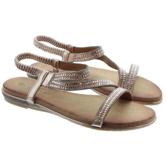 LUNAR Ladies Blaise Glitzy Sandals In Rose Gold