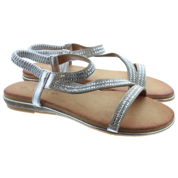 LUNAR Ladies Blaise Glitzy Sandals In Silver 