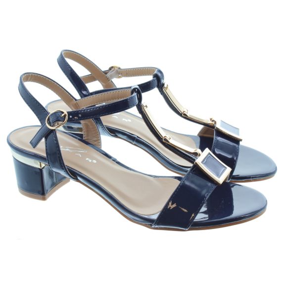 LUNAR Ladies Blaze Patent Sandals In Navy