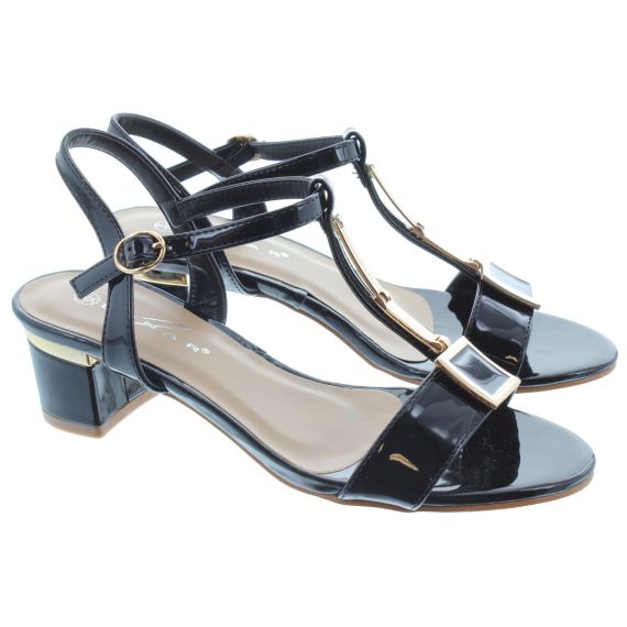 LUNAR Ladies Blaze Patent Sandals In Black 