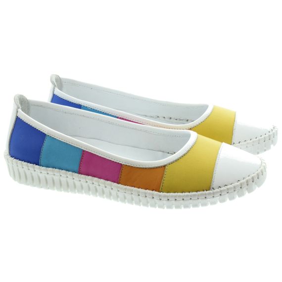 LUNAR Ladies FLE105 Spicey Leather Shoe In White Multi