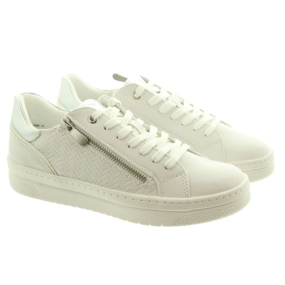 MARCO TOZZI Ladies 23718 Zip Trainers In White