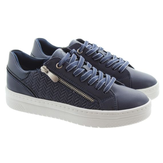 MARCO TOZZI Ladies 23718 Zip Trainers In Navy