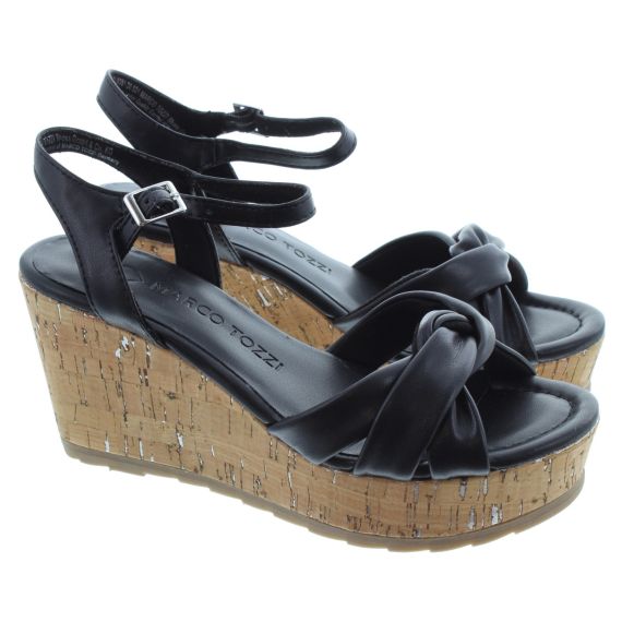 MARCO TOZZI Ladies 28351 Wedge Sandals In Black 