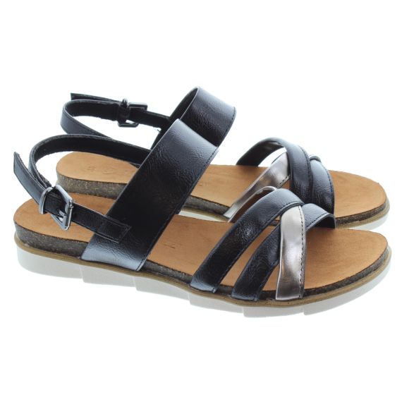 MARCO TOZZI Ladies 28410 Flat Sandals In Black