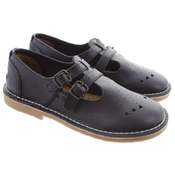 POD Ladies Marley Leather T Bar Shoes In Navy