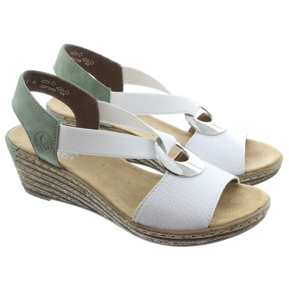 RIEKER Ladies 624H6 Wedge Sandals In White