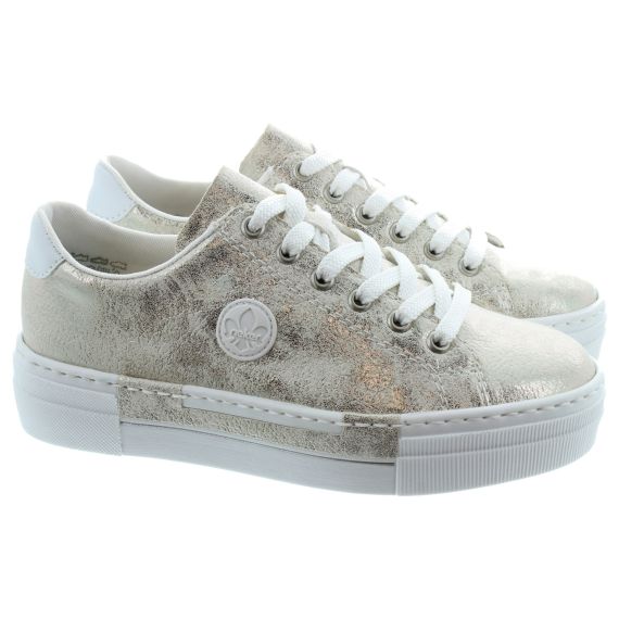 RIEKER Ladies N49W1 Lace Trainers In Gold 