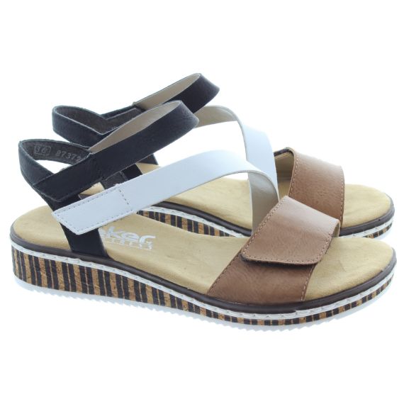 RIEKER Ladies V3670 Multi Sandals In Tan Multi 