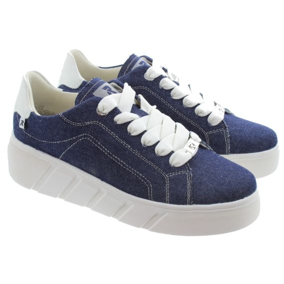 RIEKER Ladies W0501 Flatform Trainers In Navy