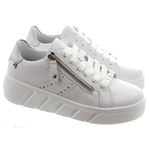 RIEKER Ladies W0505 Flatform Trainers In White