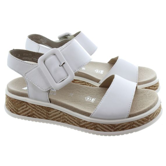 RIEKER Ladies W0800 Flat Sandals In White