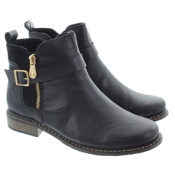 RIEKER Ladies Z4959  Ankle Boots In Black