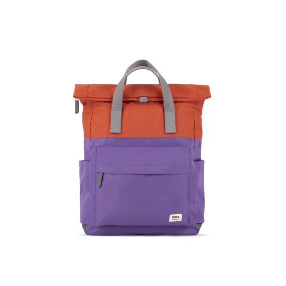 ROKA Canfield Two Tone Recycled Canvas Bag In Orange/ Purple 