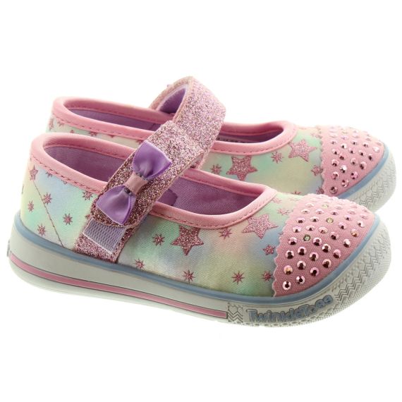 SKECHERS Kids 20140N Twinkle Toe Bar Shoes In Pink Multi
