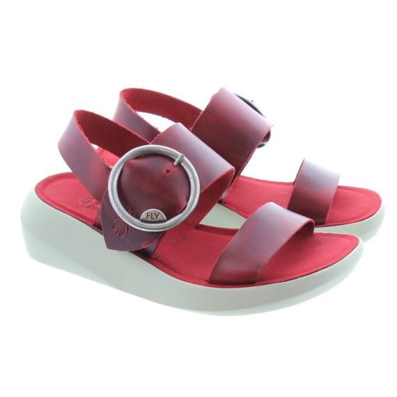FLY Ladies Bani Big Buckle Sandals In Red