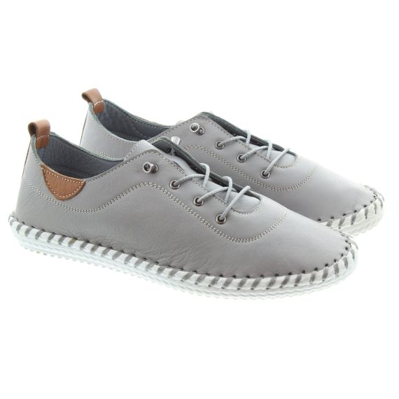 LUNAR Ladies FLE030 St Ives Leather Pumps In Grey