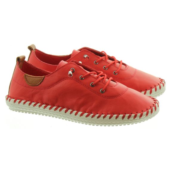 LUNAR Ladies FLE030 St Ives Leather in Red