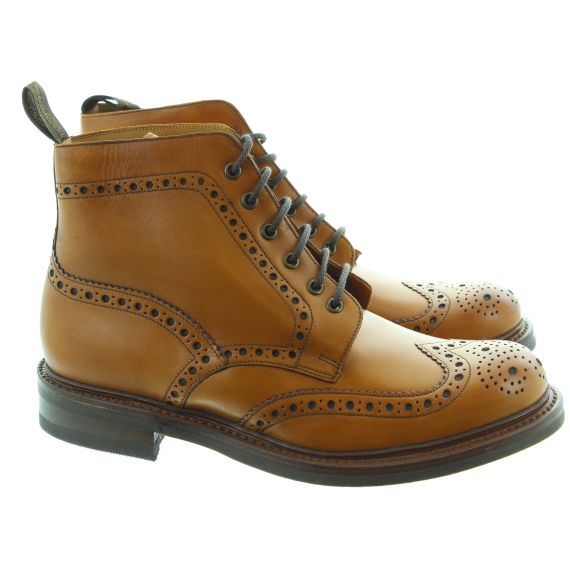 LOAKE Mens Bedale Brogue Ankle Boots In Tan