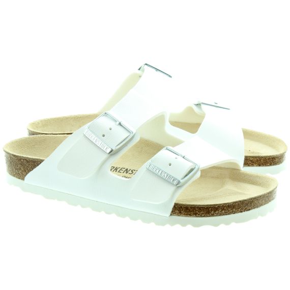 BIRKENSTOCK Arizona 2 Bar Buckle Mule Sandals in White