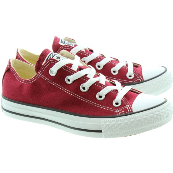 Converse Canvas Allstar Ox Lace Shoes in Burgundy in Burgundy
