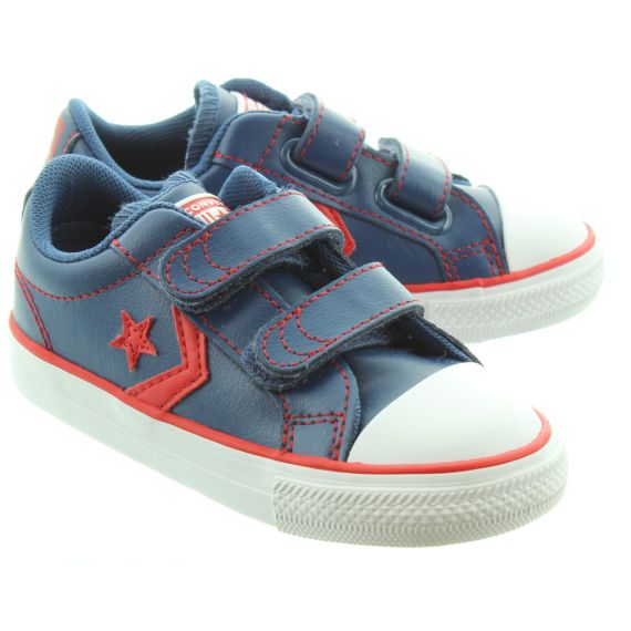 Converse Kids Player 2V Leather Shoes In Blue in