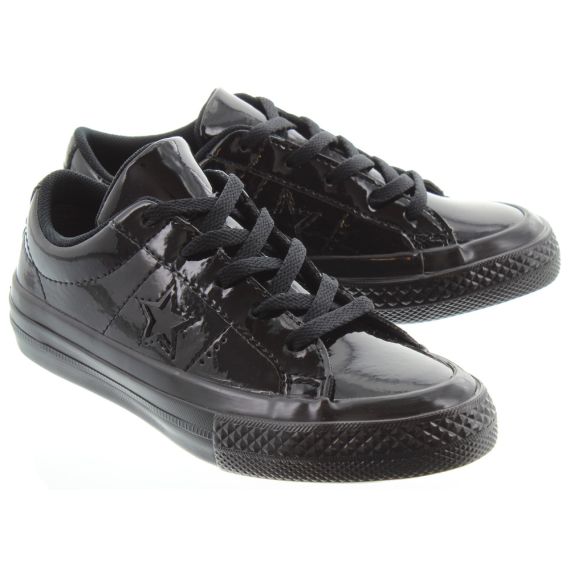 CONVERSE Kids Patent One Lace Star Trainers In Black Patent