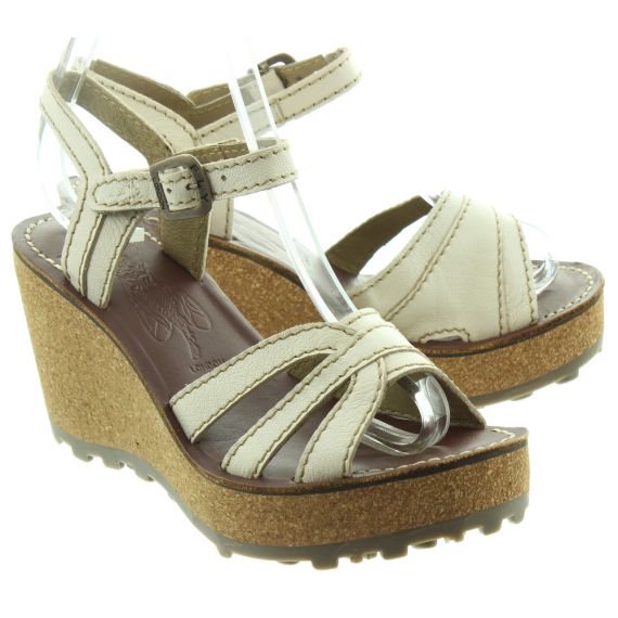 FLY Ladies Gort Wedge Sandals In Off White
