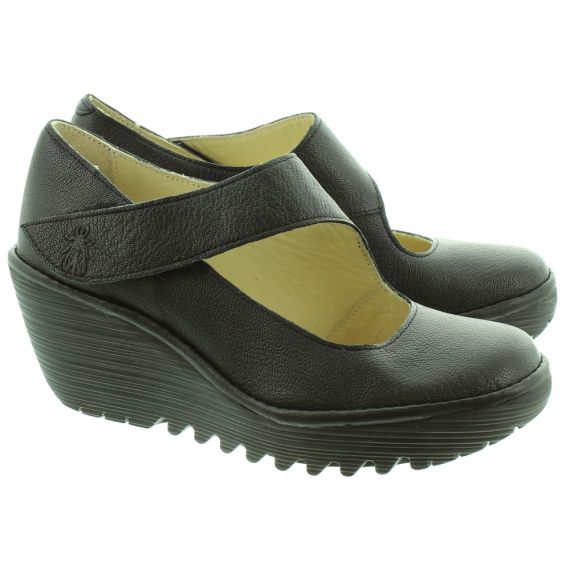 FLY Yasi Bar Wedge Shoes in Black