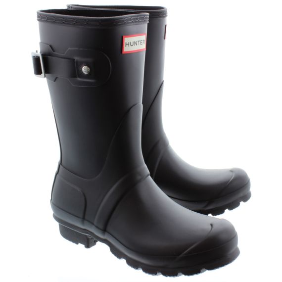 HUNTER Ladies Original Short Rubber Wellingtons in Black